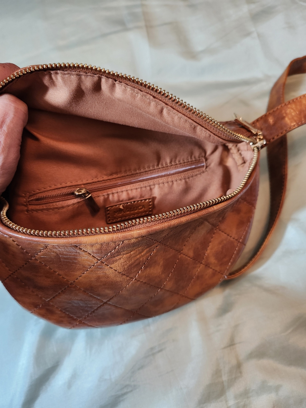 Quilted Brown Leather Crossbody Belt Bag - Picture 3 of 3